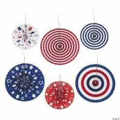 Outlet 🌟 10" - 14" Patriotic Hanging Paper Fans - 6 Pc. 🔥