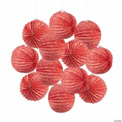 Discount ❤️ 10" Red Bandana Hanging Paper Lanterns – 12 Pc. 🛒