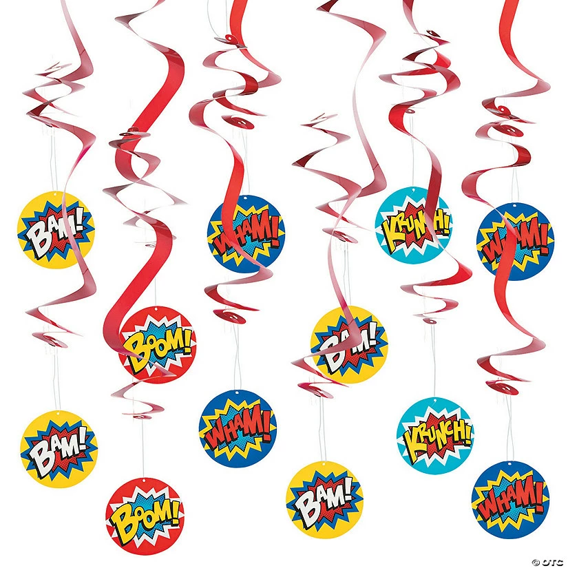 Hot Sale π 28" Superhero Hanging Swirls - 12 Pc. π 4 Hot Sale π 28" Superhero Hanging Swirls - 12 Pc. π - Image 2