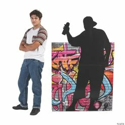 New 💯 Male Graffiti Artist Silhouette Cardboard Stand-Up ❤️ -Deals Decorations Store 13820500