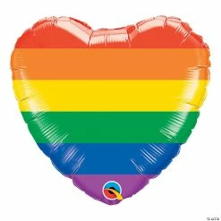 Promo ⌛ Rainbow Stripes Heart 18" Mylar Balloon 😍 -Deals Decorations Store 13838664