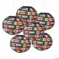 Buy 🎁 14" Flags of All Nations Hanging Paper Lanterns - 6 Pc. 🎉