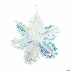Coupon ⌛ 16" Iridescent Snowflake Star Ceiling Decorations - 3 Pc. 😀
