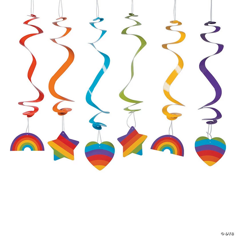 Hot Sale π 26" Rainbow Party Hanging Swirl Decorations - 12 Pc. π 3 Hot Sale π 26" Rainbow Party Hanging Swirl Decorations - 12 Pc. π