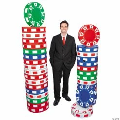 Promo 🎉 3D Poker Chip Columns Cardboard Stand-Ups - 6 Pc. 🛒