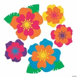 Outlet ⭐ 7" - 12 1/2" Luau Flower Wall Decorations - 5 Pc. 🧨