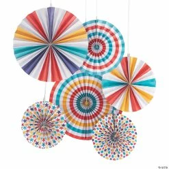 New 💯 8" - 16" Carnival Hanging Paper Fans - 6 Pc. 🌟