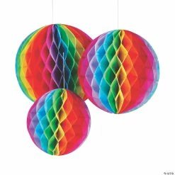 New 🎁 9" - 12" Fiesta Honeycomb Ceiling Decorations - 6 Pc. 👍