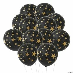 Deals ๐งจ Black with Gold Stars 11" Latex Balloons - 24 Pc. โจ