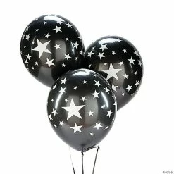 Discount โค๏ธ Black with Silver Stars 11" Latex Balloons - 24 Pc. ๐ฅ