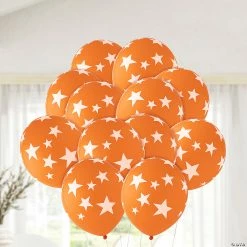 Cheapest ❤️ Bulk White Stars 11" Latex Balloons - 144 Pc. ⌛ -Deals Decorations Store bulk orange with white stars 11 latex balloons 144 pc 14104710 a02