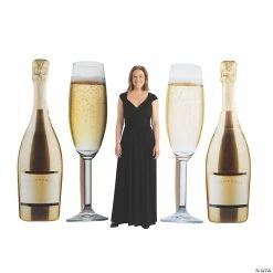 Hot Sale π₯ Champagne Glasses & Bottles Cardboard Stand-Ups - 4 Pc. β