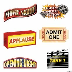 Budget 🎁 Jumbo Movie Night Cutouts - 6 Pc. 🌟