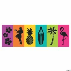 Budget 💯 Large Luau Silhouette Backdrop - 6 Pc. 😉