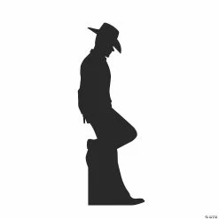 Budget โ๏ธ Leaning Cowboy Silhouette Life-Size Cardboard Stand-Up ๐