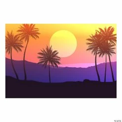 Budget 🌟 Palm Tree Sunset Backdrop Banner - 2 Pc. 😉