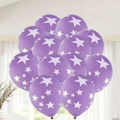 Outlet 🧨 Stars 11" Latex Balloons – 24 Pc. ✨ -Deals Decorations Store purple with white stars 11 latex balloons 24 pc 14104388 a02