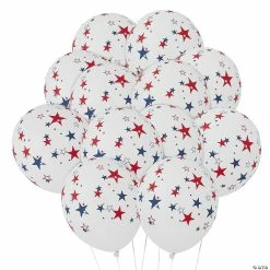 Cheapest โจ Red & Blue Stars on White 11" Latex Balloons - 50 Pc. ๐