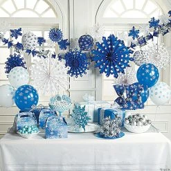 Promo 🔔 Snowflake Blue & White 11" Latex Balloons - 24 Pc. 🥰 -Deals Decorations Store snowflake blue and white 11 latex balloons 24 pc 70 4961 a02