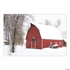 Coupon 😀 Winter Red Barn Backdrop - 3 Pc. 😀
